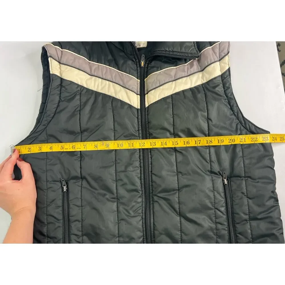 Vintage St. Moritz Vest Puffer Ski Striped Outdoor Black Men’s Size Large